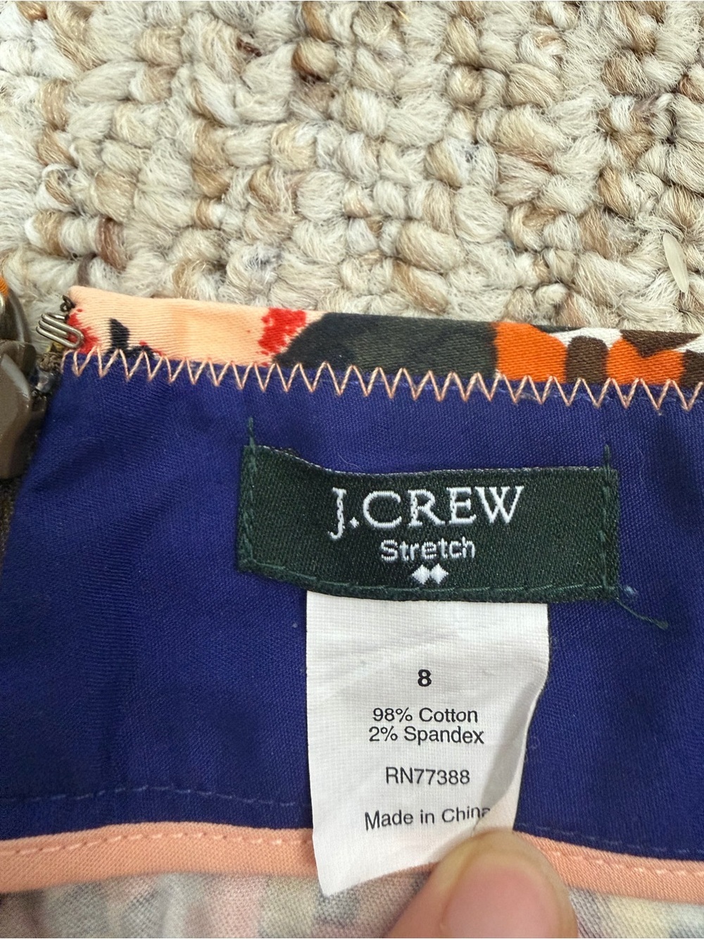 J. Crew Abstract Paisley Floral Mini Skirt in Black, Orange, Navy & Cream size 8 - Picture 2 of 4